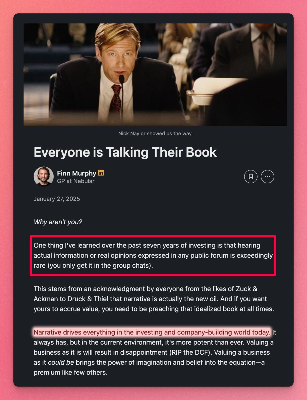 everyone is talking their book